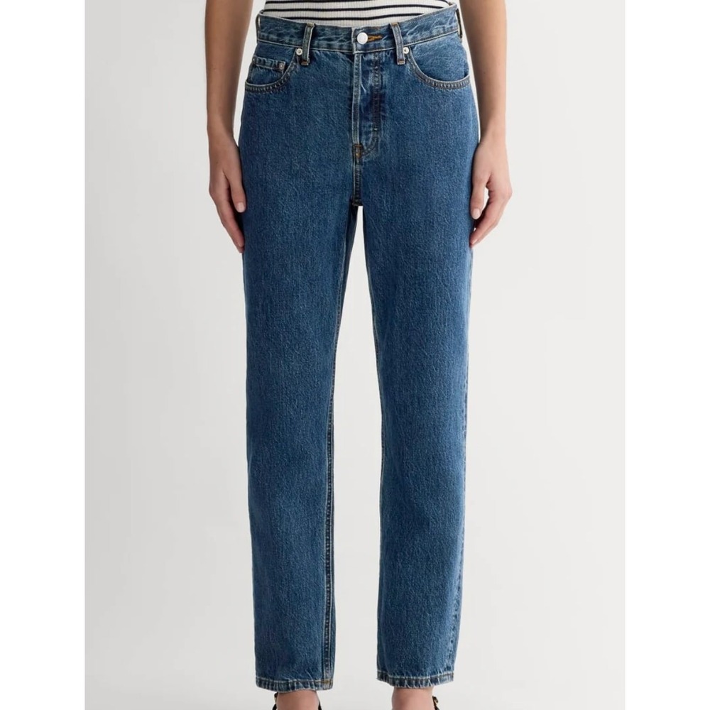 everlane the 90s cheeky jean deep atlantic dark blue wash denim women 26 ankle